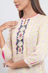 'Minnie Mouse' Printed and Embroidered Ethnic Kurti - Disney