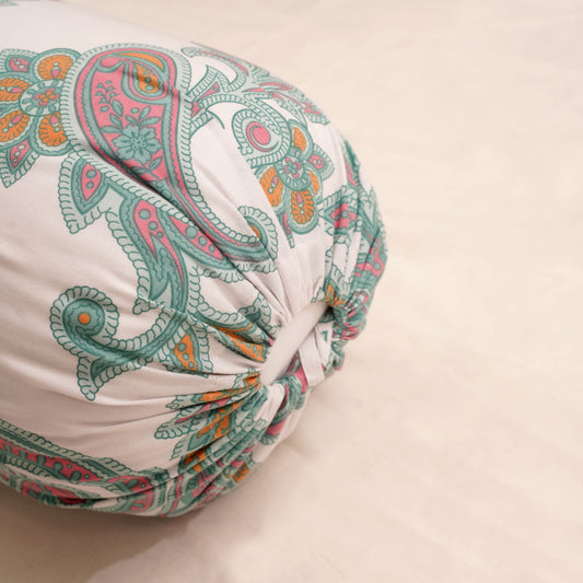 Bolster Cover - White Paisley