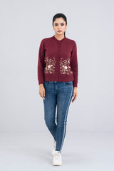 Short-Length Floral-Embroidered Cardigan