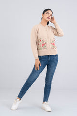 Short-Length Floral-Embroidered Cardigan