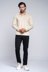 Regular Fit Full-Sleeve Textured Polo Shirt