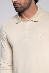 Regular Fit Full-Sleeve Textured Polo Shirt