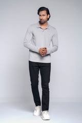 Regular Fit Full-Sleeve Textured Polo Shirt