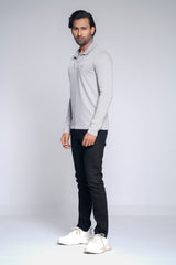 Regular Fit Full-Sleeve Textured Polo Shirt