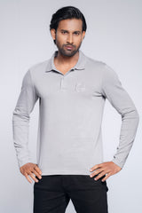 Regular Fit Full-Sleeve Textured Polo Shirt