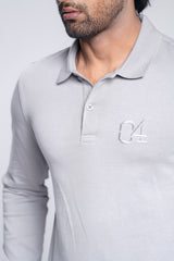 Regular Fit Full-Sleeve Textured Polo Shirt