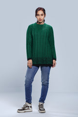 Mid-Length Cable-Knit Pullover Sweater