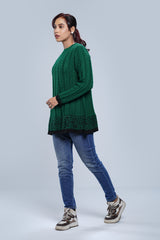 Mid-Length Cable-Knit Pullover Sweater