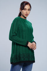 Mid-Length Cable-Knit Pullover Sweater