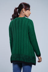 Mid-Length Cable-Knit Pullover Sweater