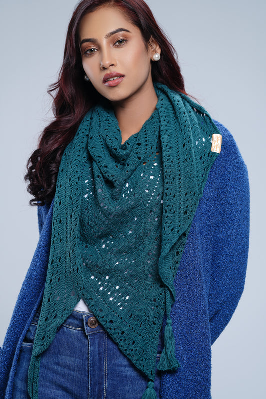 Pointelle Cotton Knitted Scarf