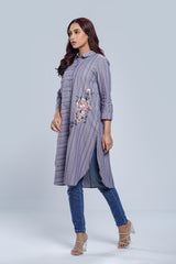 Embroidered Ethnic Kurta with Stripes - One Piece