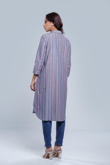 Embroidered Ethnic Kurta with Stripes - One Piece