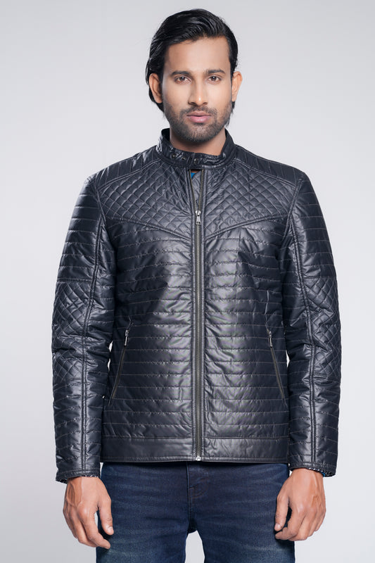 Quilted Biker-Style Jacket