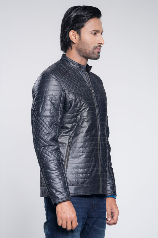 Quilted Biker-Style Jacket