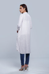 Long-Length Striped Fabric Ethnic Kurta - One Piece