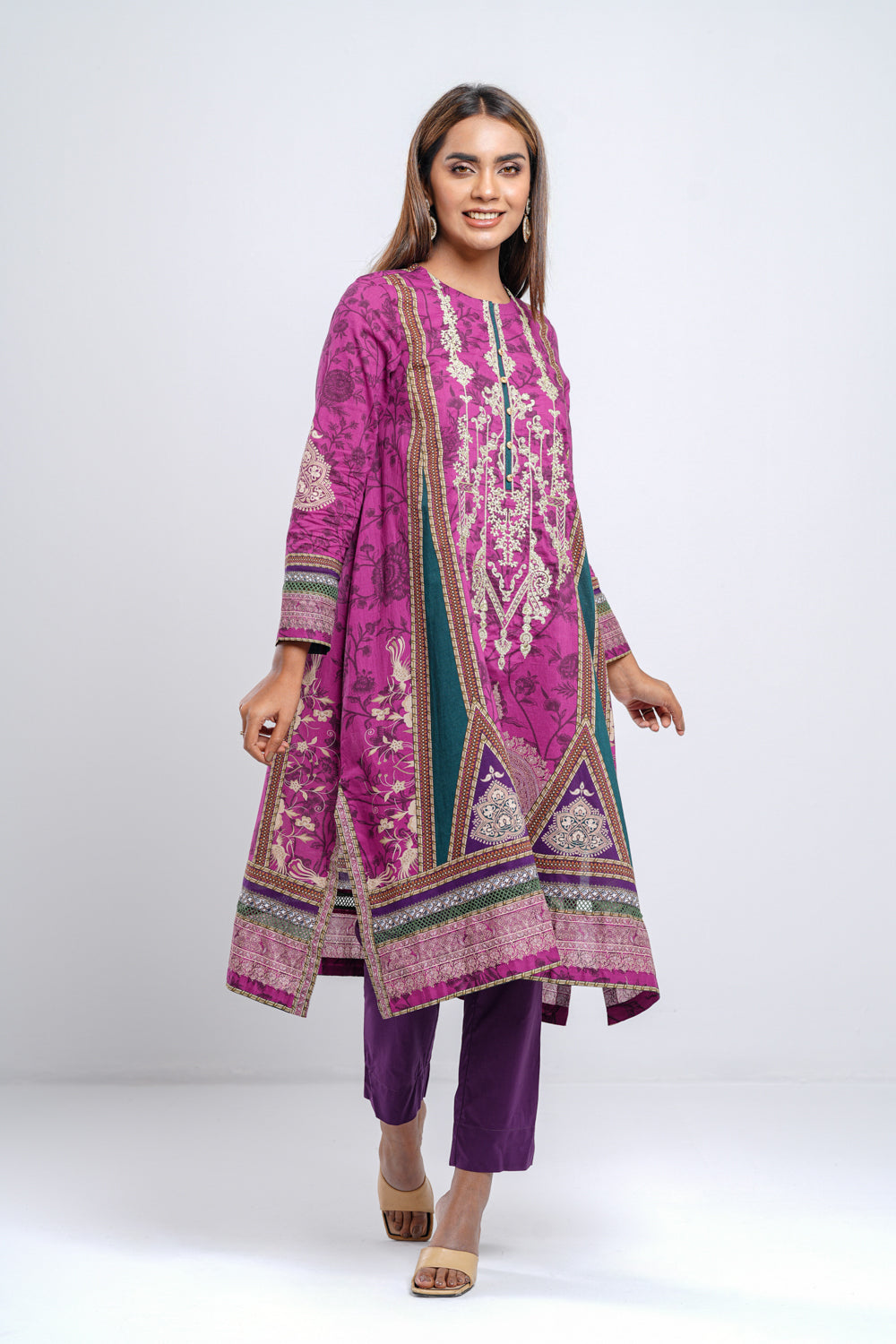 Women's Digital Printed Lawn Kurta - One Piece