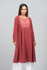 Long-Length Georgette Ethnic Kurta - One Piece