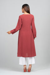 Long-Length Georgette Ethnic Kurta - One Piece