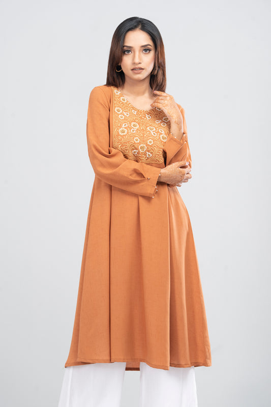 Long-Length Georgette Ethnic Kurta - One Piece