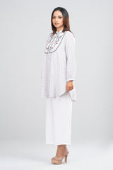 Short-Length White Checkered Ethnic Kurti