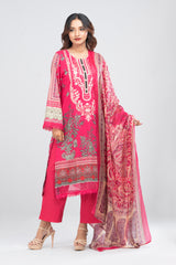 Ready-to-wear Three-Piece Lawn with Silk Dupatta