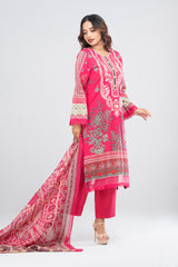 Ready-to-wear Three-Piece Lawn with Silk Dupatta