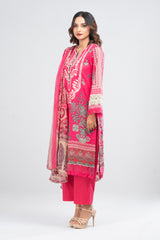 Ready-to-wear Three-Piece Lawn with Silk Dupatta