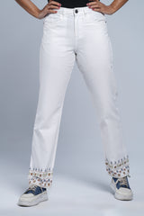 Regular Fit Embroidered Twill Trousers