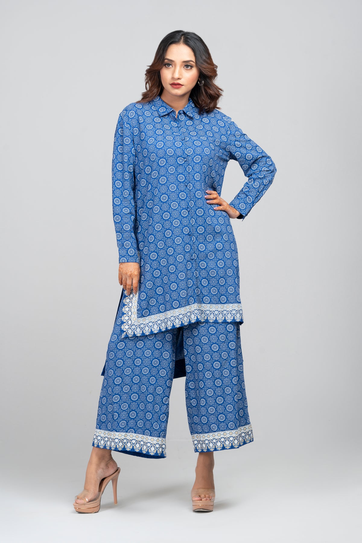 Allover Rotary Printed Viscose Two-Piece Ethnic Set