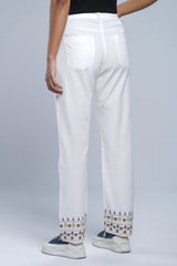 Regular Fit Embroidered Twill Trousers