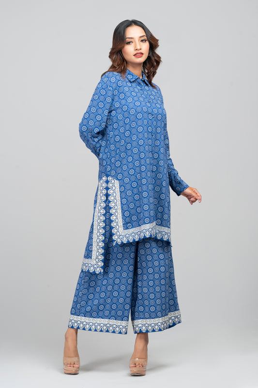 Allover Rotary Printed Viscose Two-Piece Ethnic Set