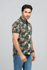 Regular Fit Camo Printed Polo Shirt