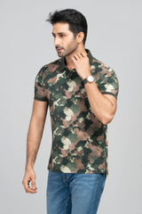 Regular Fit Camo Printed Polo Shirt