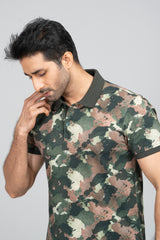 Regular Fit Camo Printed Polo Shirt