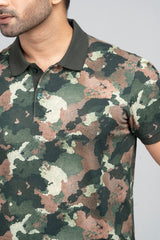 Regular Fit Camo Printed Polo Shirt