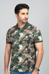 Regular Fit Camo Printed Polo Shirt