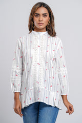 Floral Embroidered Oversized Shirt