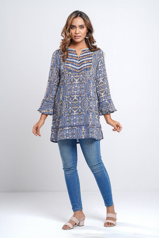 Mystika Ruffled and Embroidered Tunic