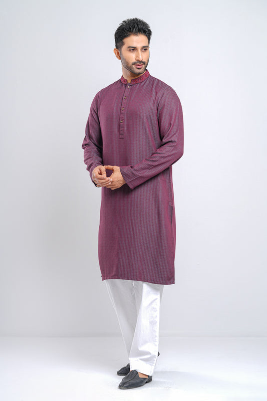 Regular Fit Blended Jacquard Panjabi