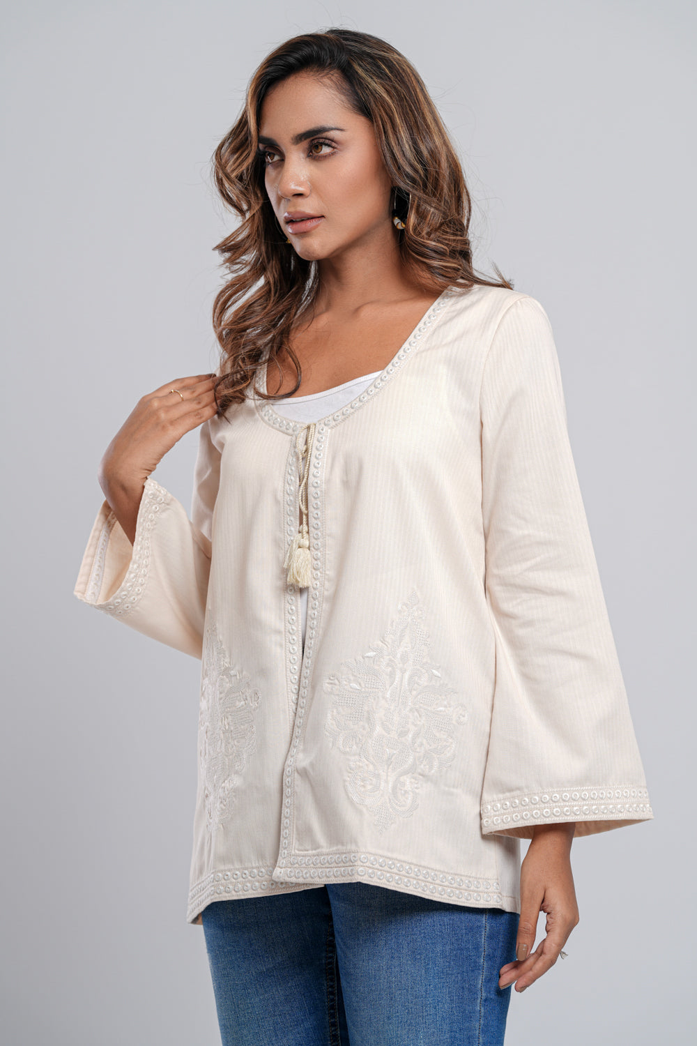 Moghul-Embroidered Bolero Top