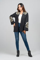 Slub Fabric Embroidered Bolero Top