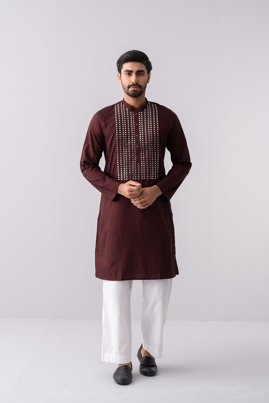 Regular Fit Two-Tone Fabric Semi-Formal Panjabi