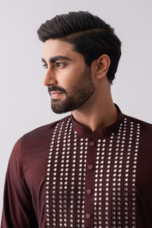 Regular Fit Two-Tone Fabric Semi-Formal Panjabi