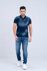 Regular Fit Washed Indigo Polo Shirt