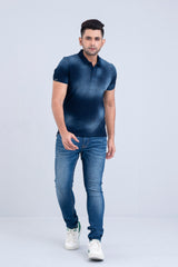 Regular Fit Washed Indigo Polo Shirt