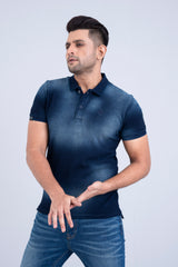 Regular Fit Washed Indigo Polo Shirt