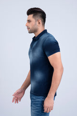 Regular Fit Washed Indigo Polo Shirt