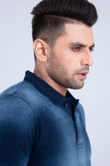 Regular Fit Washed Indigo Polo Shirt