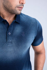 Regular Fit Washed Indigo Polo Shirt